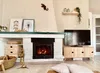 A cozy living room scene with a fireplace, TV, and wooden furniture. Podgląd zdjęcia produktu