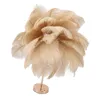 A decorative table lamp made of ostrich feathers on a metallic stand. Voir les images du produit