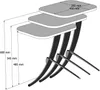 A 3D rendering of a set of three nesting side tables with dimensions indicated. Produktbild-Vorschau