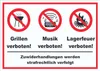 Schild Grillen Musik Zelten verboten A5 (148x210mm) Produktbild-Vorschau 1