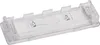 A clear product shot of a transparent plastic name tag holder. Produktbild-Vorschau