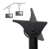 A close-up of a black metal TV ceiling mount bracket, with a diagram showing two different ceiling mounting scenarios in the top-left corner. Produktbild-Vorschau