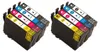 Two sets of four printer ink cartridges are arranged side-by-side against a white background. Produktbild-Vorschau