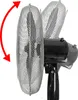 A close-up side view of a black and silver dual-head oscillating fan. Náhled obrázku produktu