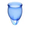A blue menstrual cup on a white background. Náhled obrázku produktu