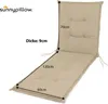 A beige chaise lounge cushion with dimensions indicated by arrows and text. Produktbild-Vorschau