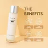 A bottle of Tirtir Milk Skin Toner Light is shown next to a graphic illustrating its benefits. Produktbild-Vorschau