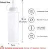 A clear plastic squeeze bottle with measurement markings and feature icons. Produktbild-Vorschau