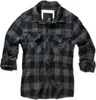 A plaid long-sleeved shirt laid flat. Produktbild-Vorschau