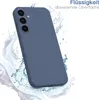A blue phone case is shown with water splashing around it, suggesting water resistance. Produktbild-Vorschau