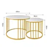 2er Set Satztische,Couchtisch Rund Marmor Muster Holztische Produktbild-Vorschau 5