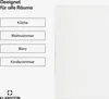 A list of rooms where the product can be used, with a white panel on the right. Podgląd zdjęcia produktu