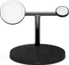 A black wireless charging stand with two charging pads, one larger and one smaller, on a white background. Podgląd zdjęcia produktu