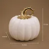 LED Porzellan Kürbis Weiß Gold Mittel Herbstdeko Warmweiß Produktbild-Vorschau 5