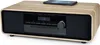 A wooden-cased micro-compact system with a CD player and a smartphone on top. Produktbild-Vorschau