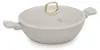 A light gray pot with a glass lid and gold accents, shown from a side angle on a white background. Podgląd zdjęcia produktu