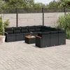 vidaXL 12-tlg. Garten-Sofagarnitur mit Kissen Schwarz Poly Produktbild-Vorschau 2