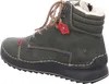 A side view of a green winter boot with brown laces and white fur lining. Náhľad obrázku produktu