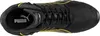 A top-down view of a black and yellow Puma safety boot. Voir les images du produit