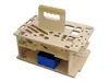 A wooden tool organizer with a blue box inside, shown on a white background. Produktbild-Vorschau