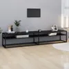 TV-Schrank Schwarz Marmor-Optik 220x40x40,5 cm Hartglas Produktbild-Vorschau 2