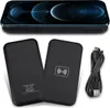 A flat lay of a wireless charger and its cable, with a smartphone placed on top of another wireless charger. Produktbild-Vorschau