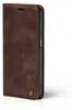 A brown flip cover phone case is shown from the side on a white background. Produktbild-Vorschau