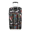 A black suitcase with a colorful graffiti-like pattern, featuring a retractable handle and wheels. Produktbild-Vorschau