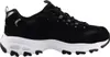 A side view of a black Skechers D'Lites sneaker with a white sole. Podgląd zdjęcia produktu