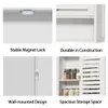 A collage of four images showcasing different features of a white cabinet. Podgląd zdjęcia produktu