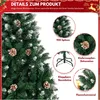 Close-up of a green artificial Christmas tree with pinecone and snow decorations, with inset images highlighting product features. Anteprima dell’immagine prodotto