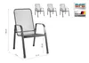 A single chair is shown in the foreground with three other chairs in the background, along with product dimensions and branding. Produktbild-Vorschau