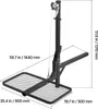 A diagram showing the dimensions of a hitch-mounted cargo carrier with a winch. Voir les images du produit
