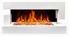 A modern white electric fireplace with a realistic LED flame effect. Anteprima dell’immagine prodotto