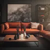 A modern living room with a leather sofa and a coffee table. Anteprima dell’immagine prodotto
