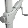 A close-up view of the mechanism and crank of a light gray patio umbrella. Produktbild-Vorschau