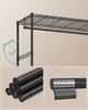 Close-up shots of a black metal shelving unit, focusing on assembly details and components. Produktbild-Vorschau