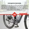 Close-up of the rear wheel and drivetrain of an e-bike, with marketing text and a graphic overlay. Produktbild-Vorschau