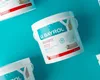 Several tubs of Bayrol Chlorifix are arranged diagonally on a turquoise background. Produktbild-Vorschau