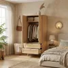 Merax Kleiderschrank mit Rattan-Optik, Kinderschrank mit Produktbild-Vorschau 4