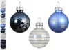 Weihnachtskugeln Glas mit Motiven 3cm 9er Set Blau / Weiß Mix Produktbild-Vorschau