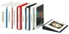 A collection of ring binders lined up, with one binder lying down in the foreground. Produktbild-Vorschau