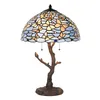 Clayre & Eef Tiffany Tischlampe Ø 40x60 cm Blau Glas Produktbild-Vorschau 1