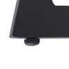 A close-up of the bottom of a black table leg with an adjustable foot. Produktbild-Vorschau
