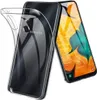 A clear silicone phone case is shown next to a Samsung smartphone. Produktbild-Vorschau