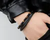 Tigerauge-Armband aus mehrlagigem Leder, Schwarz, 21 cm Produktbild-Vorschau 5