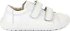 A side view of a single white shoe.