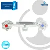 A chrome faucet part with clear acrylic handles, one red and one blue, against a white and light gray background. Produktbild-Vorschau