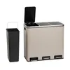 A taupe multi-compartment trash can with a black inner bin next to it, both on a white background. Produktbild-Vorschau