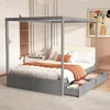 Letto a baldacchino Sweiko140x200 cm con ampi cassetti e Anteprima dell’immagine prodotto 1